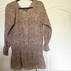 Chaus peplum top, smocked waist & sleeves 💯silk